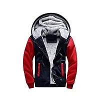lbl homme hiver chaud sweats à capuche zippé Épaisse veste de manches longues manteau rouge 2xl