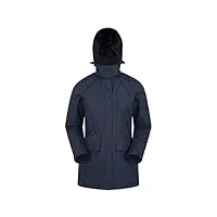 mountain warehouse veste imperméable glacial pour femme - manteau de pluie chaud et respirant avec coutures étanches et capuche amovible - idéal pour la marche bleu foncé 34