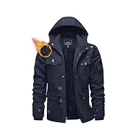 kefitevd veste thermique d'hiver pour hommes veste de chasse 5 poches manteau polaire à capuche,bleu marine,l