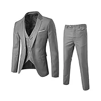 costume homme mode slim fit trois pièces veste blazer gilet pantalon elégant formel affaires cérémonie mariage