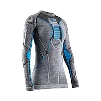 x-bionic femme apani 4.0 merino round neck long sleeves t shirts, noir/gris/turquoise, xl eu