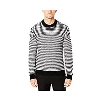 michael kors mens wool blend contrast pullover sweater b/w l black