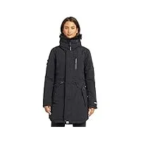 khujo parka pour femme lizie avec dans col verstaubarer capuche uni manteau d'hiver avec de nombreux poches - noir, xl