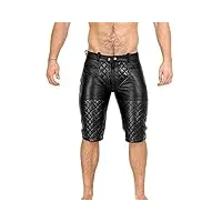 bockle® 5g-zip shorts short en cuir pour hommes avec zip complet, size: 31