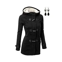 buoydm manteau femme manteaux à capuche blouson chaud casual blousons automne hiver noir xxl