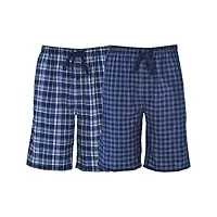 hanes lot de 2 shorts de pyjama tissés pour homme, plaid bleu marine, 3xl