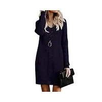 style dome femme oversize pull tops col v manches longues casual shirt robe tunique blouse, d16691*bleu foncé, m