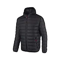 lee cooper lcjkt454 hommes vêtements full zip workwear thermique capuche zippé rembourré matelassée manteau de veste, noir, 2 x-large