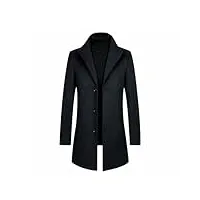 allthemen manteau homme hiver long trench coat slim outerwear couleur unie coat en laine,802 bleu marine,l