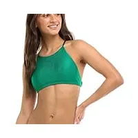 body glove maillot de bain alesha standard à col haut pour femme avec dos réglable dans les deux sens, nifty emerald rib, taille s