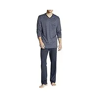 calida relax streamline pyjama long homme, 100% coton, pantalon avec ceinture élastique recouverte de tissu