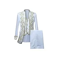 costume homme 3 pièces blazer slim fit gothique rétro palais pantalon de costume gliet style européen performance vêtements prince uniforms youngii(blanc,m)