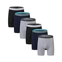jinshi homme sous-vêtements ultra doux caleçon confortable long boxers respirante underwear en bambou lot de 6 noir/gris/bleu xl