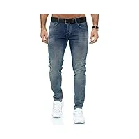 jeans pour homme pantalon denim slim fit stonewashed arena b bleu foncé w34 l34