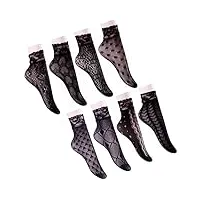 andibeiqi 8 paires chaussettes basses chevilles sexy fishnet socks resille collants court noir taille unique
