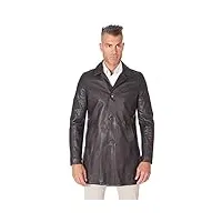 d'arienzo manteau cuir noir homme col et reverse cuir véritable made in italy elviss 52/xl/noir