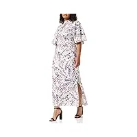marque amazon - truth & fable robe longue ouverture goutte femme, multicolore (impression florale blanche)., 38, label:s