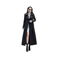 ebossy manteau long long long à double boutonnage pour femme - noir - x-small