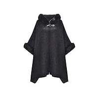 zlyc hiver fausse fourrure cape chaud tricoté ponchos châles à capuche(noir),taille unique
