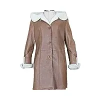 pelli gold manteau 3/4 femme cuir peau lainée 100% peau de mouton retournée véritable - taille 40 (l)