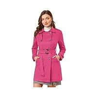 allegra k trench-coat à double boutonnage en faux suède avec ceinture manteau pour femmes costume d'halloween rose vif m