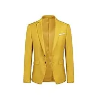 youthup blazer homme slim fit veste de costume formel 2 boutons veston classqiue couleur unie mariage d'affaires jaune xxl