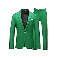 uninukoo costume 2 pièces pour homme coupe ajustée 1 bouton solide mariage tux blazer et pantalon taille us 34 vert pomme