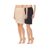 merry style jupon sous robe jupe lingerie sous-vêtements femme ms10-204(2pack-noir/beige, l)