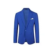 youthup blazer homme slim fit un bouton veston blazer casual couleur unie veste mariage business soirée bleu royal m