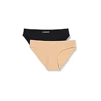 emporio armani underwear basic bonding microfiber 2-pack brief sous-vêtement, noir/nu, xs femme