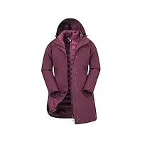 mountain warehouse alaskan veste longue 3 en 1 pour femme - manteau de pluie chaud et imperméable doublure polaire amovible, veste d’hiver waterpoof - sport, randonnée lila 32