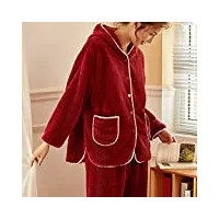 pyjama femme pyjama for les femmes 2 pièces pleine de vacances nightgown ensembles pantalon pyjama ensemble de nuit molletonné à capuche en molleton conception unique ( color : red , size : 160 )