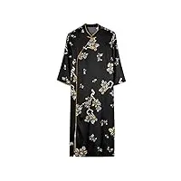 hangerfeng everyday dress soie imprimé Éléments chinois modifiés cheongsam slim Élégant jupe fourche avanth2008m noir