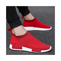 jfhgnj cork hommes chaussures sneakers hommes respirant air mesh sneakers slip on non-cuir casual chaussettes chaussettes légères hommes sneakers-rouge_8