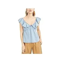 french connection chambray tops volants pour femme - bleu - 34