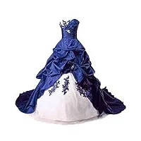 zorayi robes de mariée longue taffetas robe de nuptiale robes de bal vêtements de mariée femmes sans bretelles ivoire & bleu taille 56