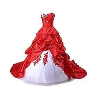 zorayi robes de mariée longue taffetas robe de nuptiale robes de bal vêtements de mariée femmes sans bretelles blanc & rouge taille 44