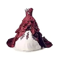 zorayi robes de mariée longue taffetas robe de nuptiale robes de bal vêtements de mariée femmes sans bretelles ivoire & bourgogne taille 46