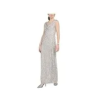 adrianna papell robe longue en perles pour femme - gris - 36