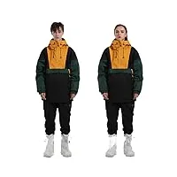combinaison de ski pour homme et femme - style hip-hop - coupe-vent - imperméable - couleur assortie - veste de ski et de snowboard, set e, xl