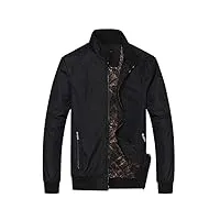 youthup blouson homme léger zippé veste décontracté à col montant blouson aviateur jacket hiver noir-épais xl