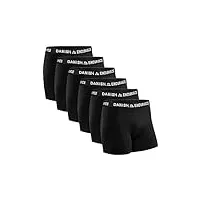 danish endurance lot de 6 boxers en coton ultra doux, caleçon confortable et respirant, pour homme, noir, l