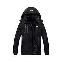 wantdo femme manteau d'hiver snowboard outdoor parka randonnée grande taille veste de pluie imperméable blouson de ski décontracté coupe-vent noir m