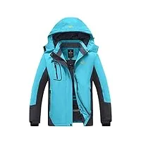wantdo femme blouson de ski imperméable hiver veste de pluie voyage veste polaire randonnée manteau hiver chaud veste de snowboard montagne bleu l