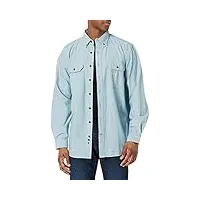 carhartt t- shirt à manches original fit chemise longue à bouton d'utilité professionnelle, chambray bleu, xl taille tall homme