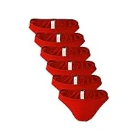 hom lot de 6 mini-slips pour homme en microfibre, slip, sous-vêtements, uni (6x 1p) - rouge - large