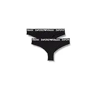 emporio armani underwear bi-pack brazilian brief iconic cotton sous-vêtement, black/black, m femme