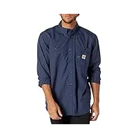 carhartt t-shirt coupe chemise en jean manches longues coupe ample pour homme, bleu marine - fleur et brillant, large grand