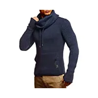 leif nelson pull en tricot avec col pour homme - pull d'hiver de qualité supérieure - coupe droite - idéal pour un look décontracté - disponible en plusieurs tailles et couleurs, bleu, l