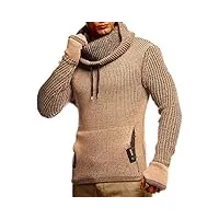 leif nelson pull en tricot avec col pour homme - pull d'hiver de qualité supérieure - coupe droite - idéal pour un look décontracté - disponible en plusieurs tailles et couleurs, marron écru., m